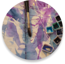 Um quadro com pinturas